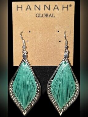 Teal Thread Drop Earrings